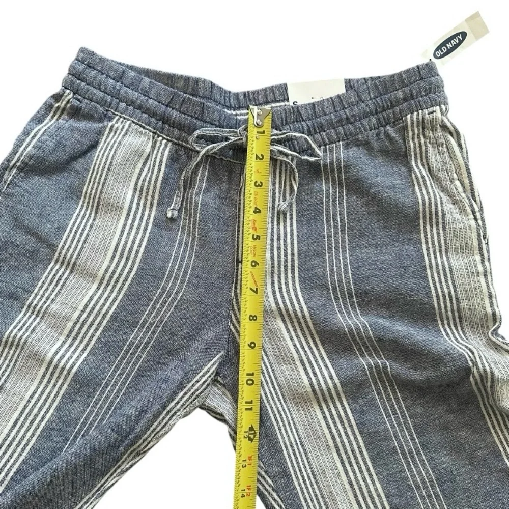 Old Navy Wide Leg Blue White Striped Linen Pants NWT Stretch Waist Size … - Picture 7 of 16